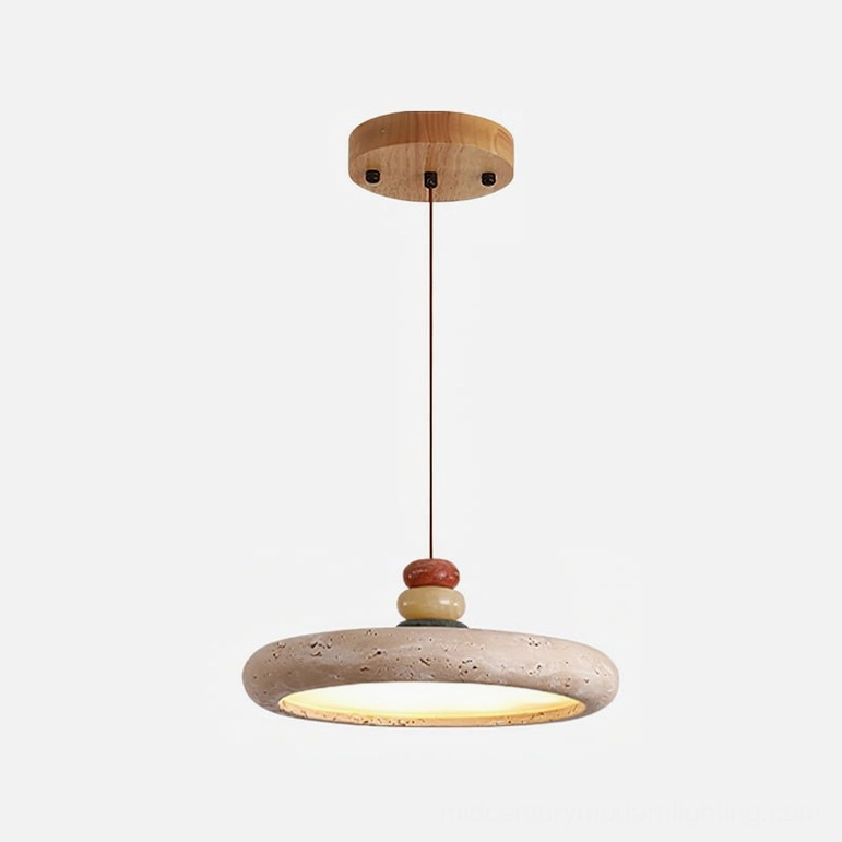 Large Model A Aslo travertine pendant lamp - 40cm diameter sculptural stone design