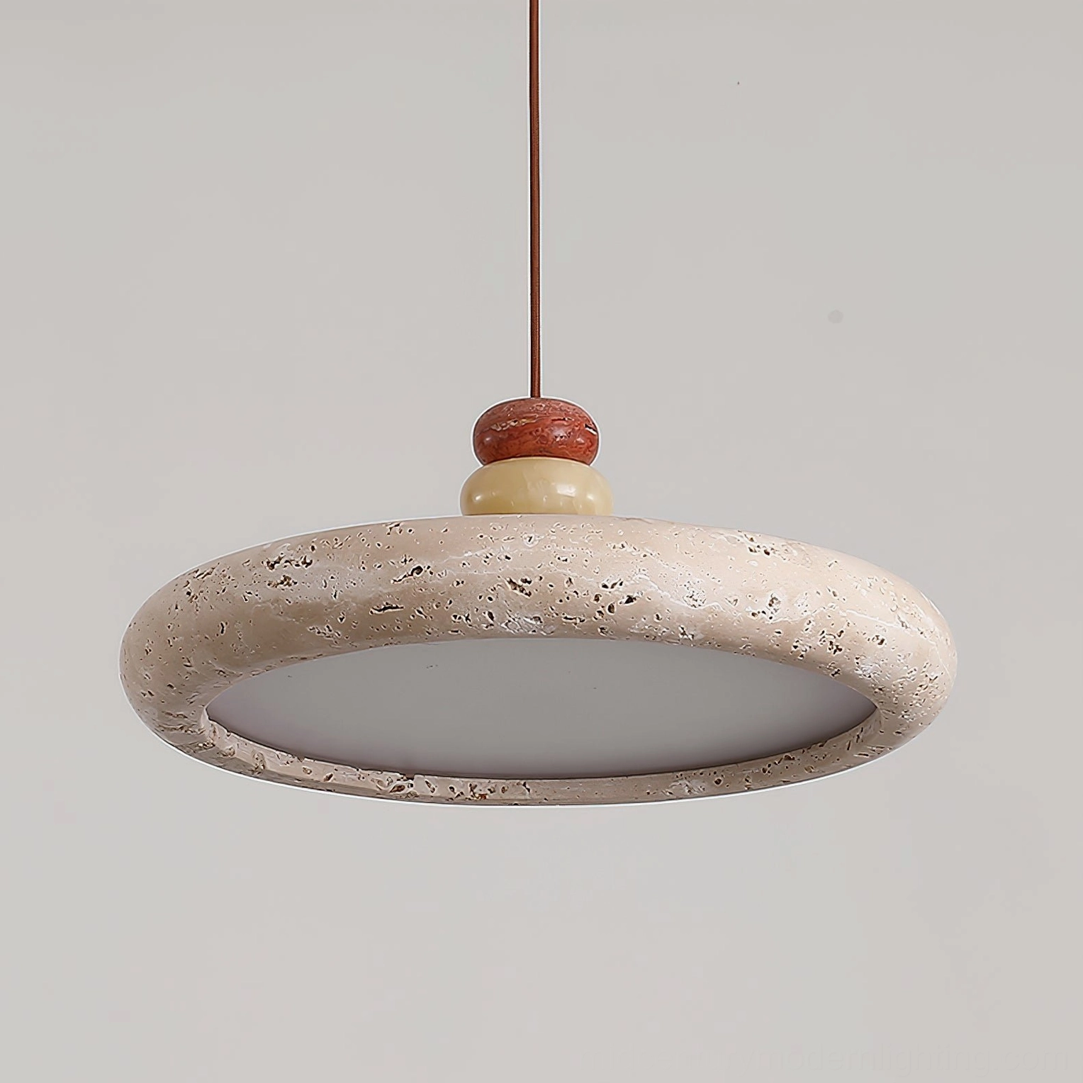 Aslo pendant lamp suspended in minimalist interior space - ambient lighting showcase