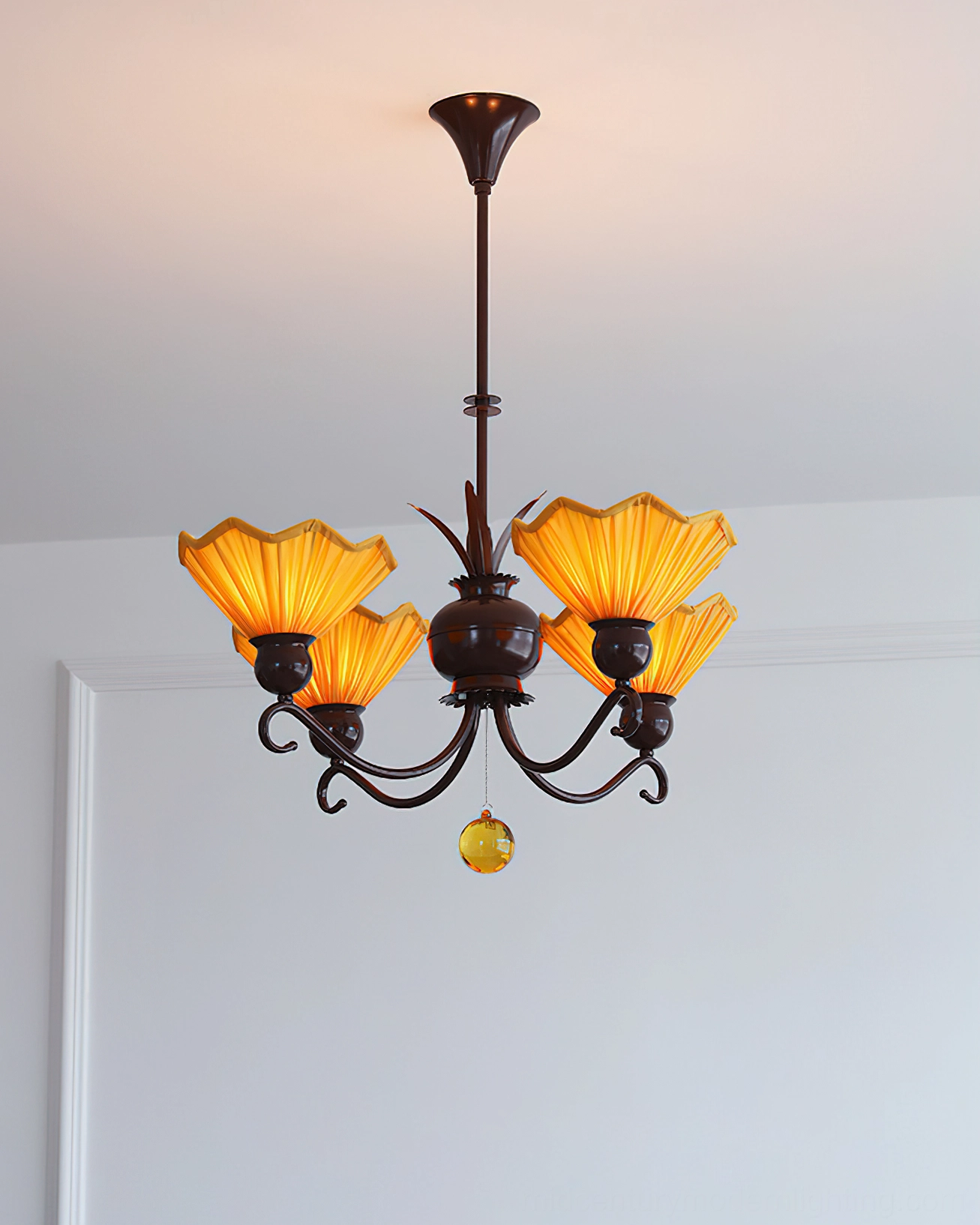 Aurelia 6-light pleated chandelier metal framework and construction quality showcase