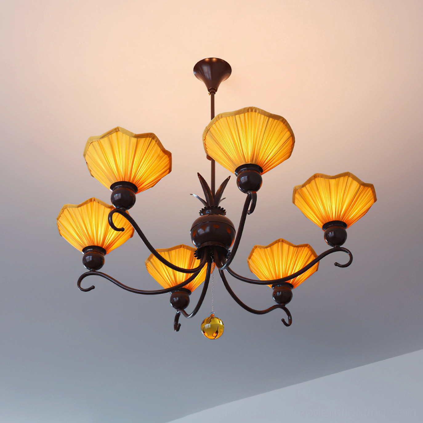 Aurelia pleated chandelier size comparison and proportional balance between 4-light and 6-light models