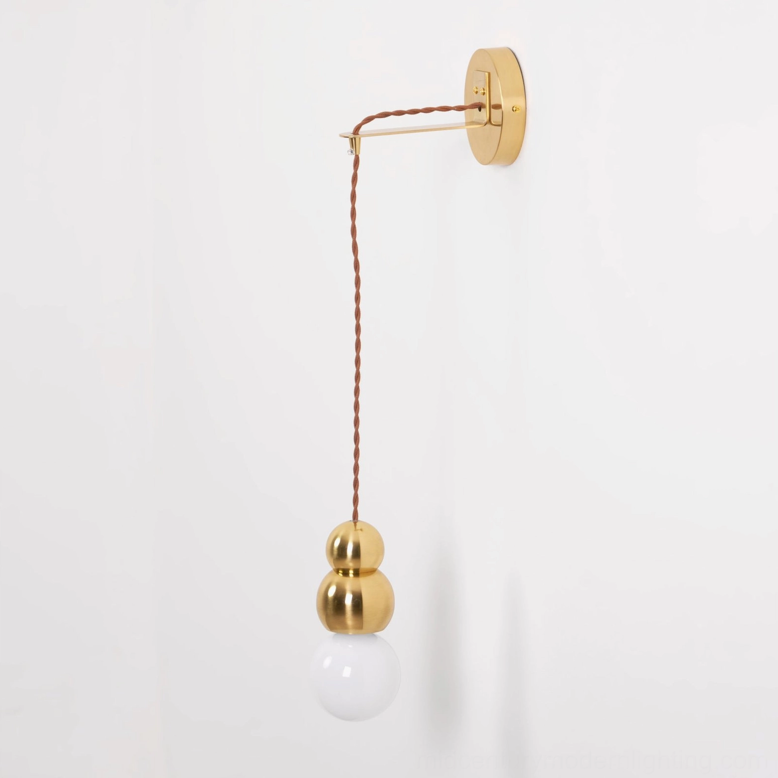 Ball pendant light wall mount system, installation configuration, cord length adjustment details