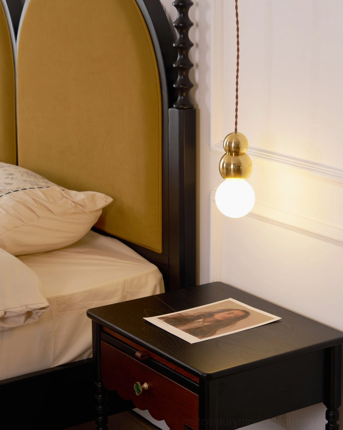 Ball wall sconce size comparison, small and large diameter frosted glass options, dimensional view