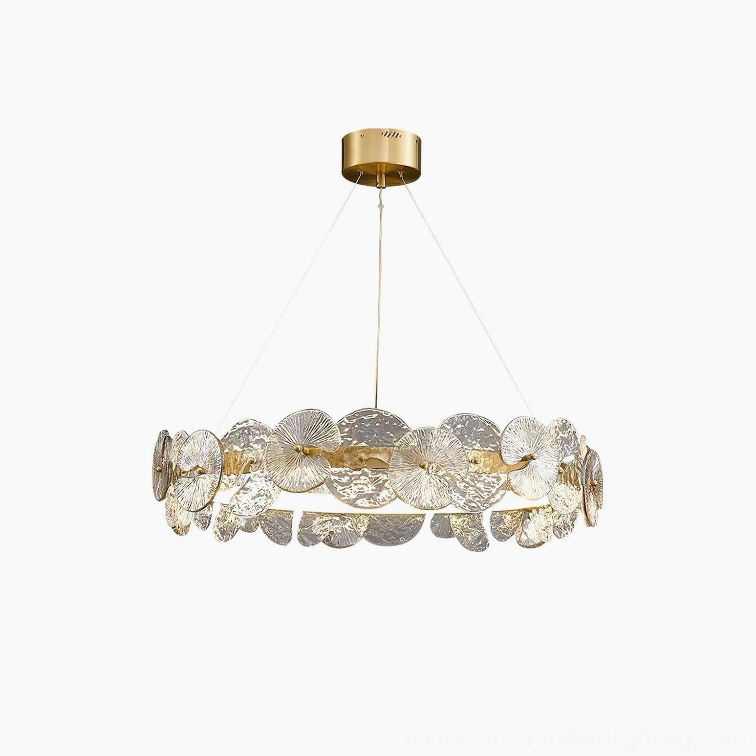 Barclay textured glass chandelier creating sophisticated ambient atmosphere in styled interior