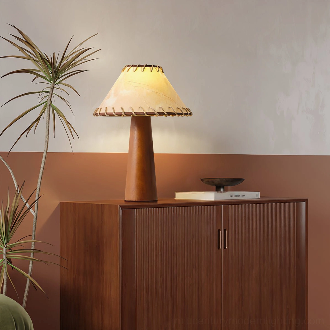 Basica mid-century modern table lamp artistic sculptural wooden base design