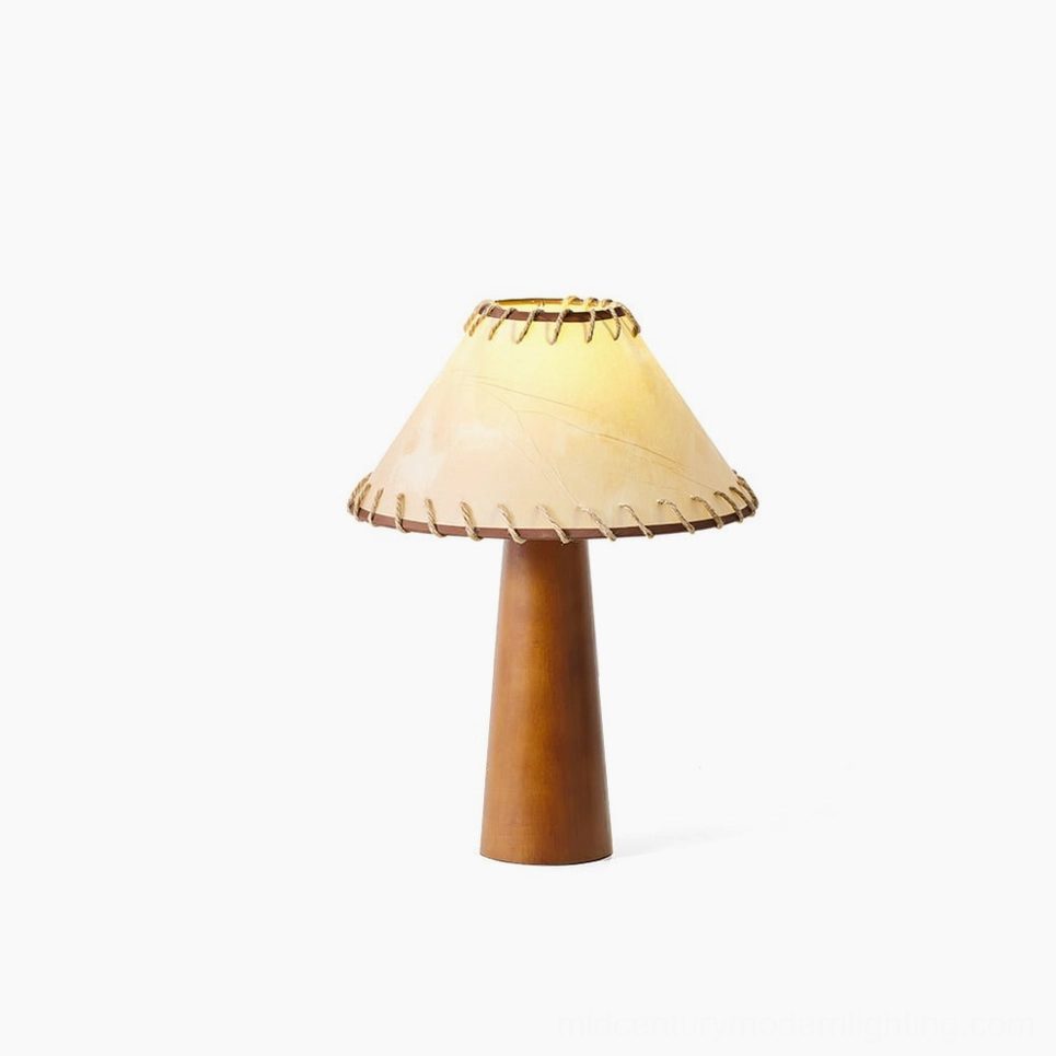 Basica modern table lamp with both tawny and walnut wood finish color comparison