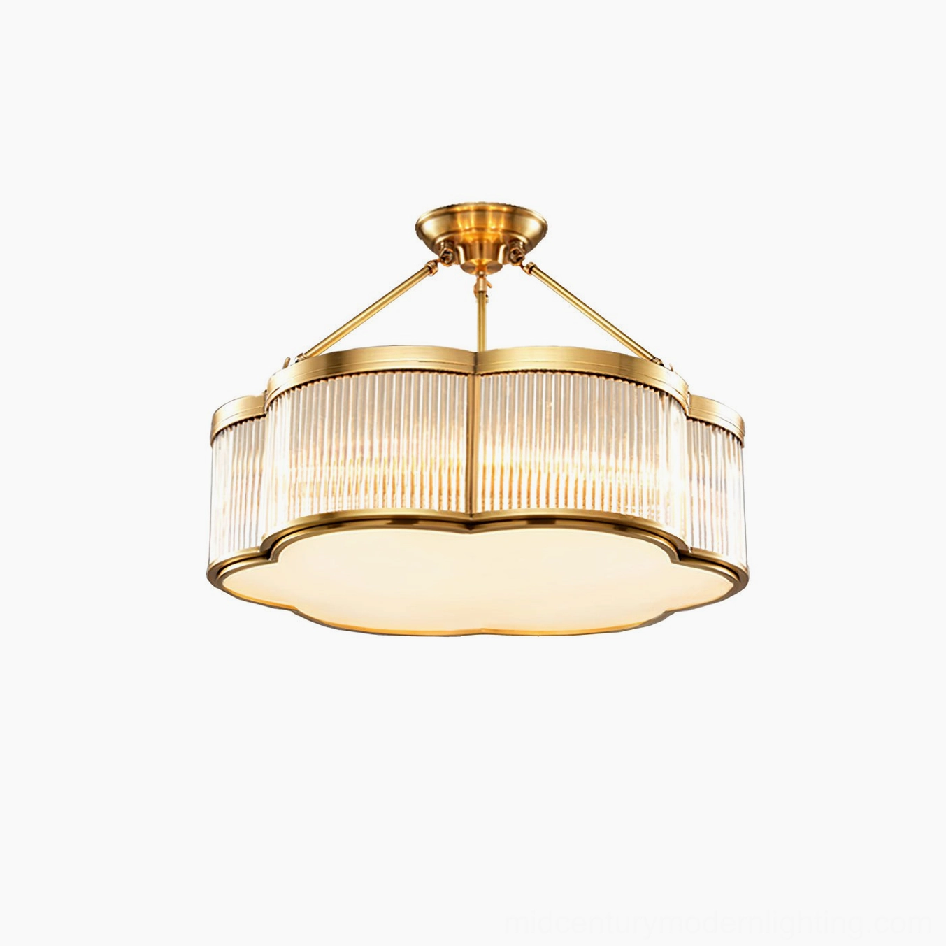 Basil quatrefoil chandelier dimensional specifications showing diameter and height measurements