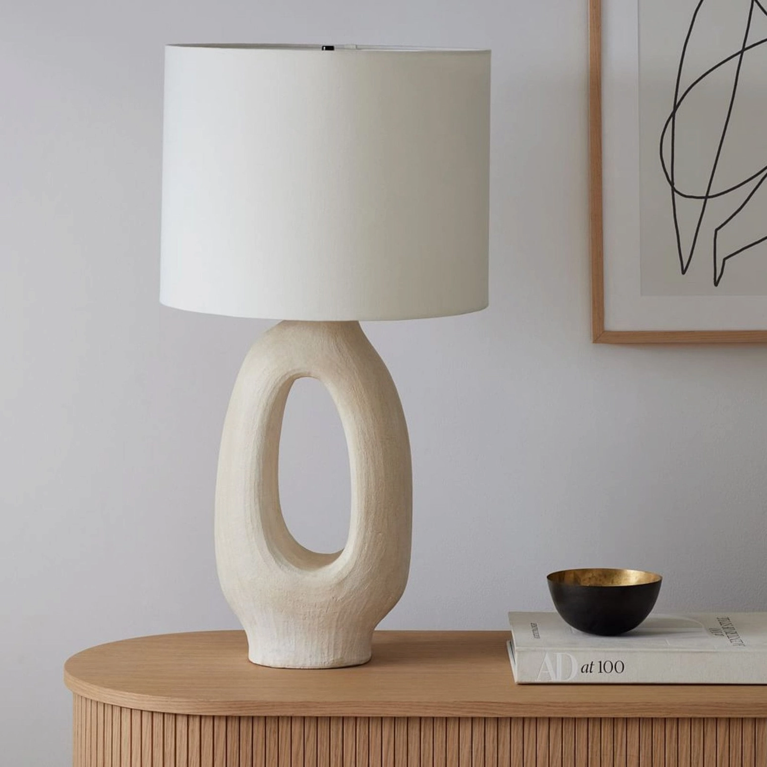Sauce table lamp in Beige and Linen colorway, monochromatic sophisticated styling for minimalist spaces