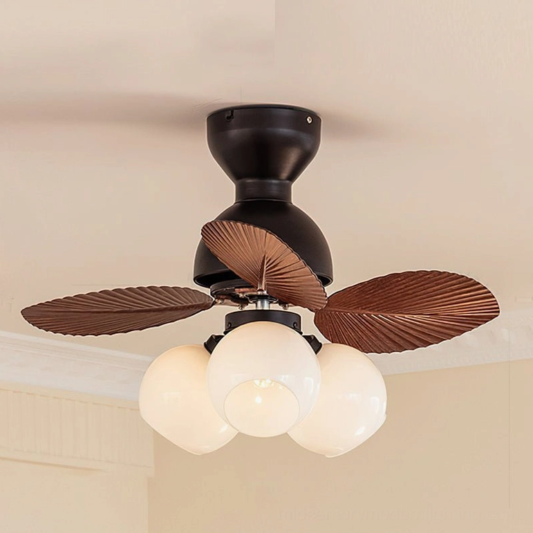 Belize ceiling fan light with integrated Edison bulb option in vintage-inspired tropical setting
