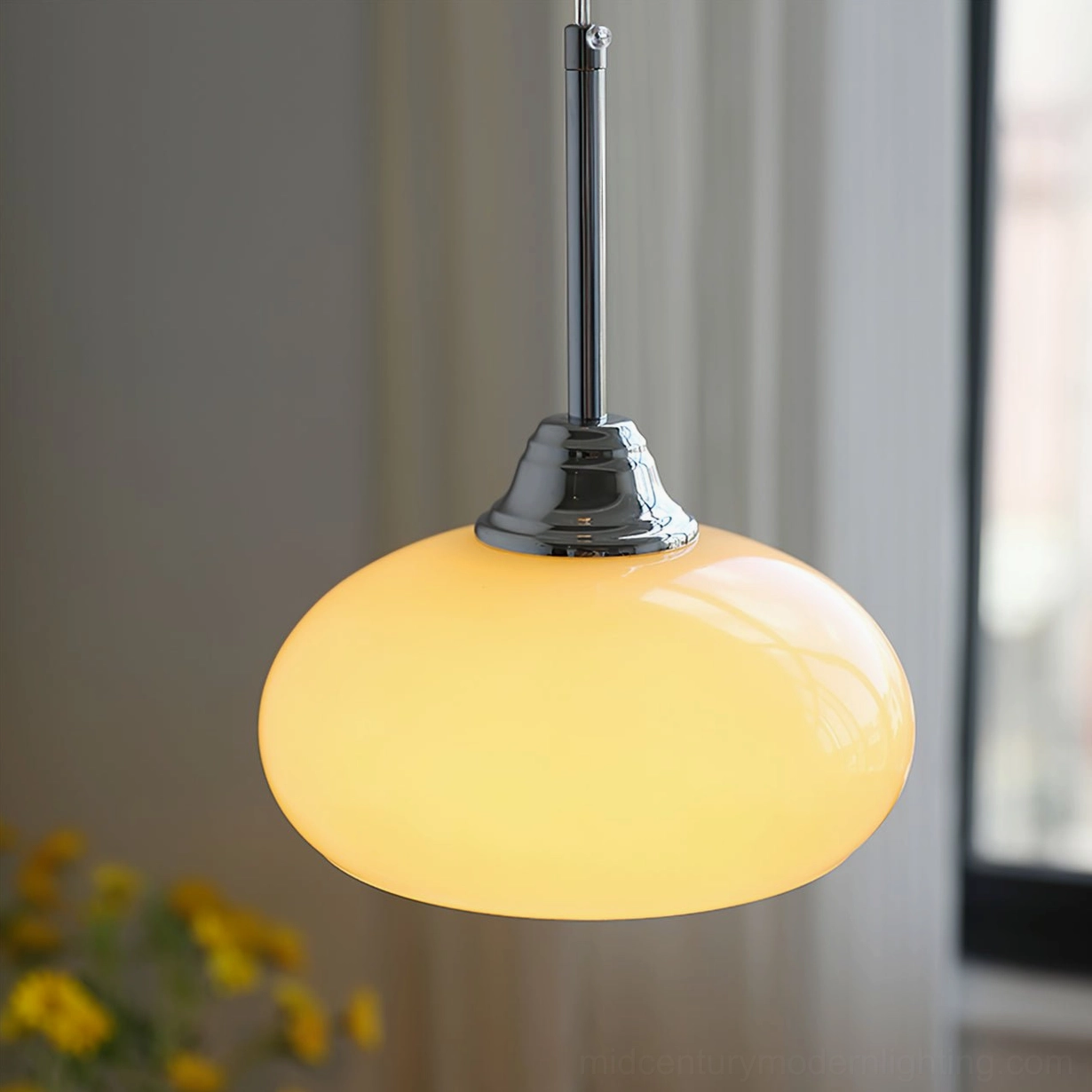 Bell Pendant Light close-up showing frosted glass texture and quality of glass dome craftsmanship