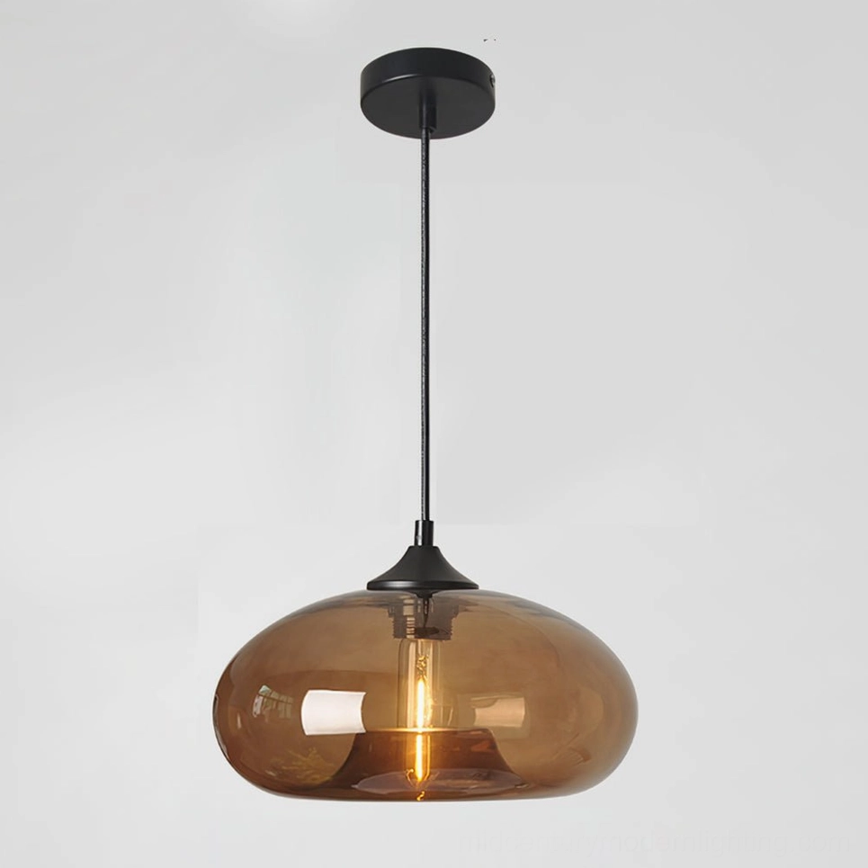 Bella hand-blown glass pendant with deep coffee-brown glass shade, warm interior accent light