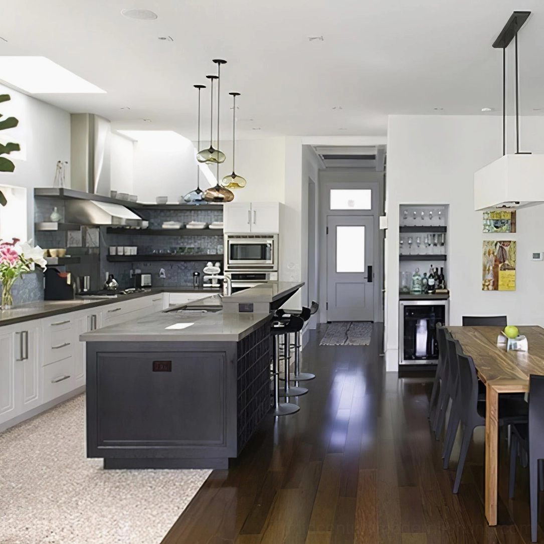 Bella glass pendant in kitchen setting demonstrating ambient lighting and modern interior design application