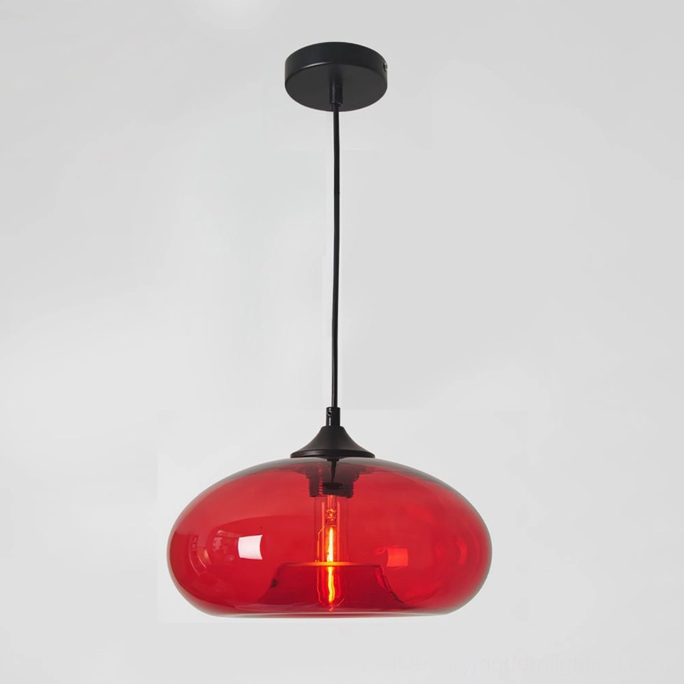 Bella hand-blown glass pendant with bold red ruby-tone glass shade, statement dining room light