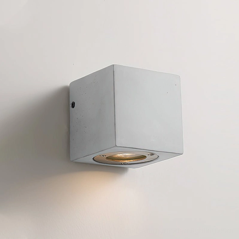 Bentu cubic concrete wall sconce top-down view smooth minimalist design grey tone