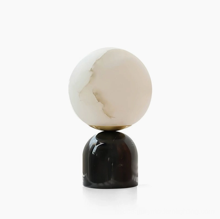 Billy alabaster marble table lamp minimalist dual-tone design front view isolated white background