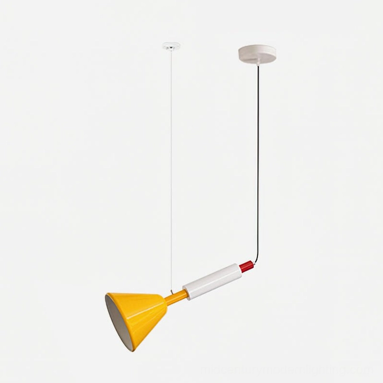 Billy Model B cone pendant light - 8.7 inches diameter yellow pendant with red and white accents