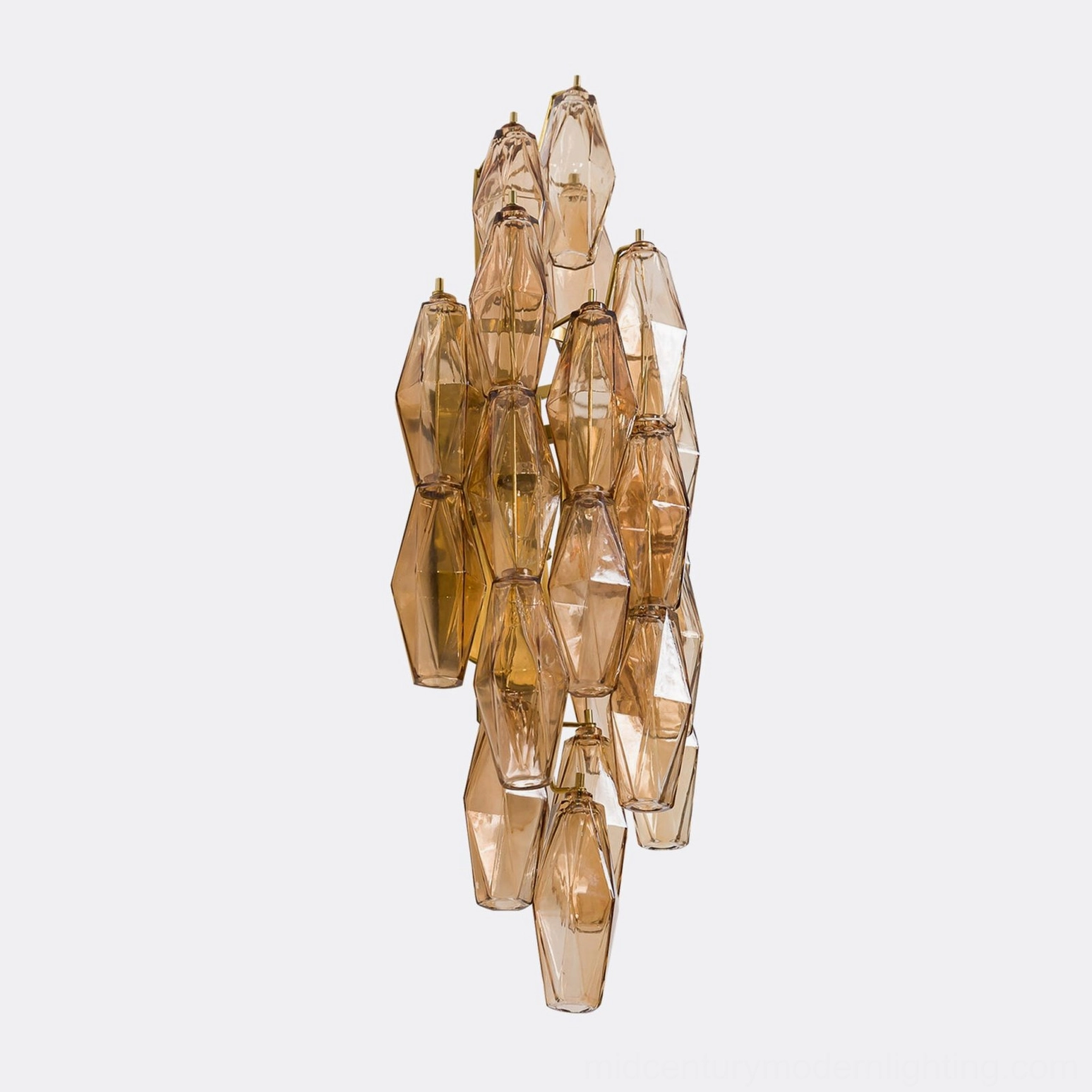 Biscayne sconce architectural detail showing geometric faceting and professional installation