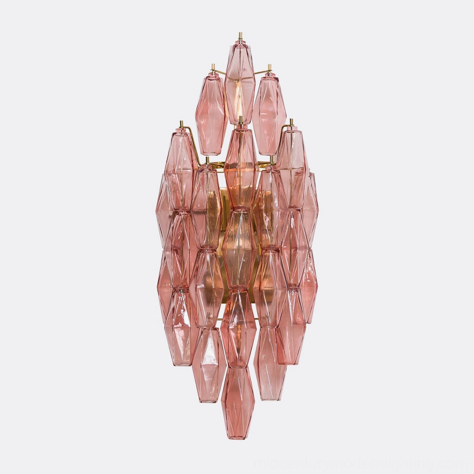 Compact polyhedral glass sconce model with three-layer diamond matrix glass structure