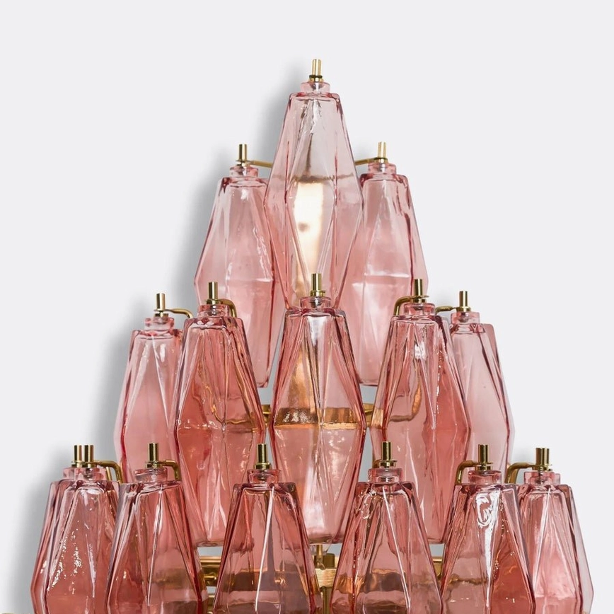 Biscayne polyhedral glass wall sconce showing complete geometric diamond matrix structure