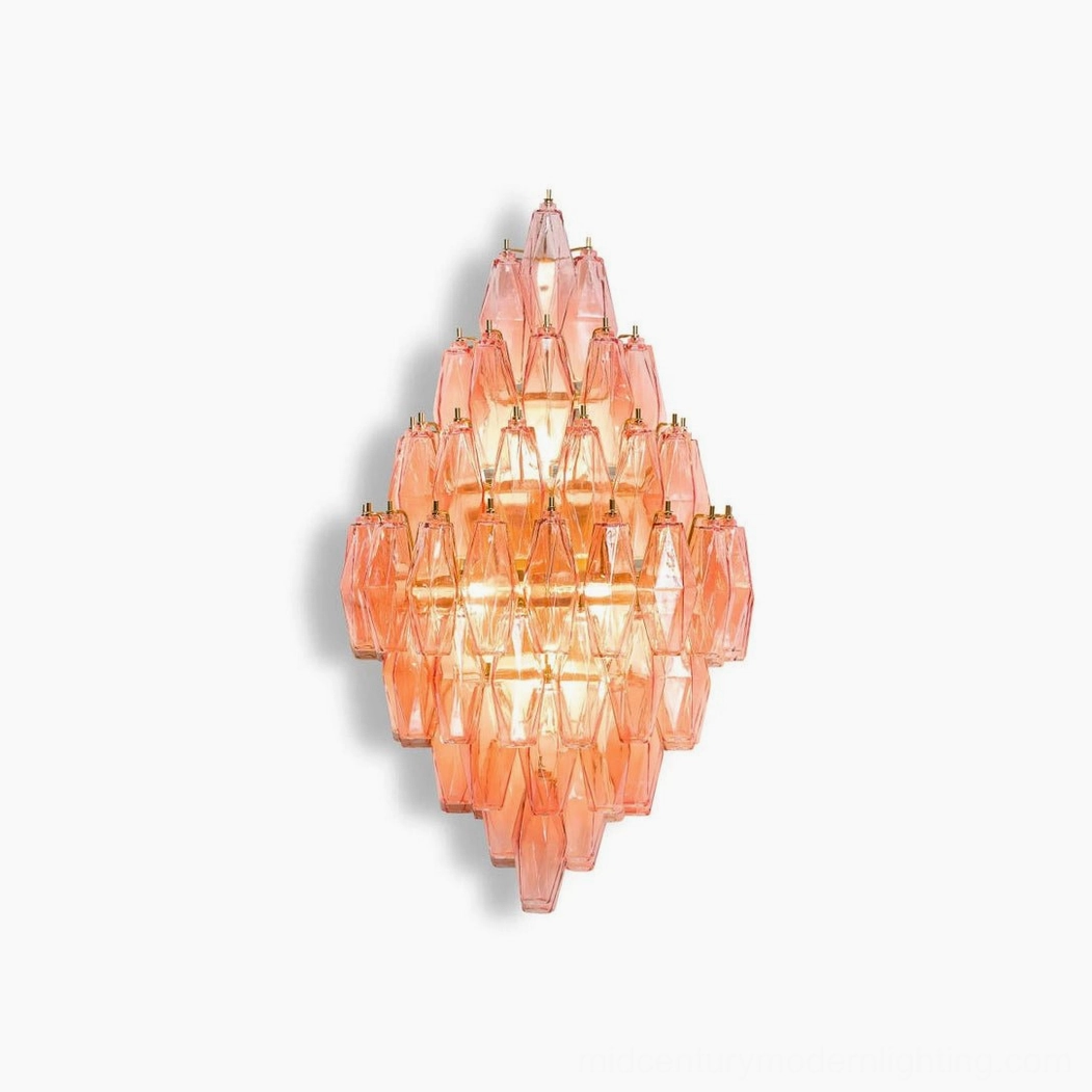 Biscayne sconce full front view showcasing complete polyhedral glass faceted architecture
