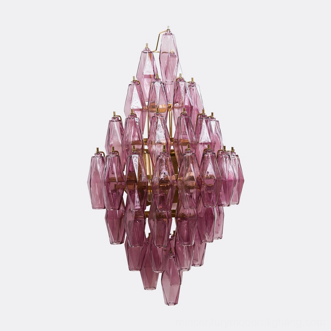 Polyhedral glass sconce showing installation bracket and electrical connection points