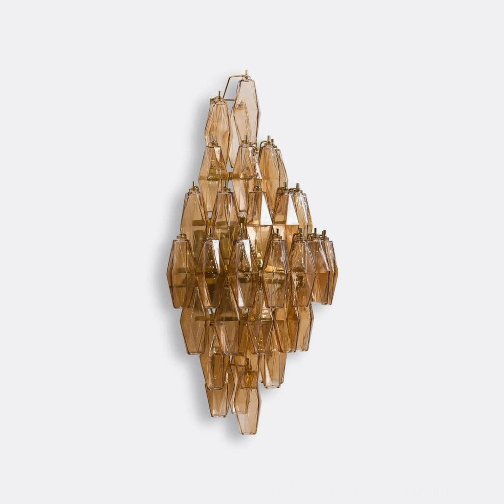 Biscayne polyhedral glass sconce premium finish detail with precision geometric faceting