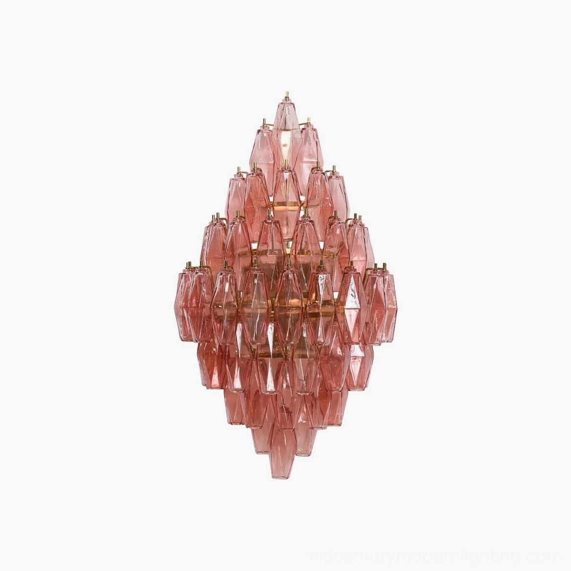 Polyhedral glass sconce smoke grey finish showing light shadow patterns on wall