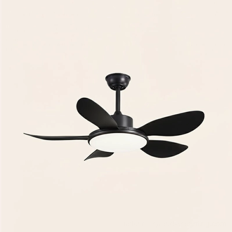 Contemporary black metal ceiling fan light with organic flowing design - elegant modern fixture
