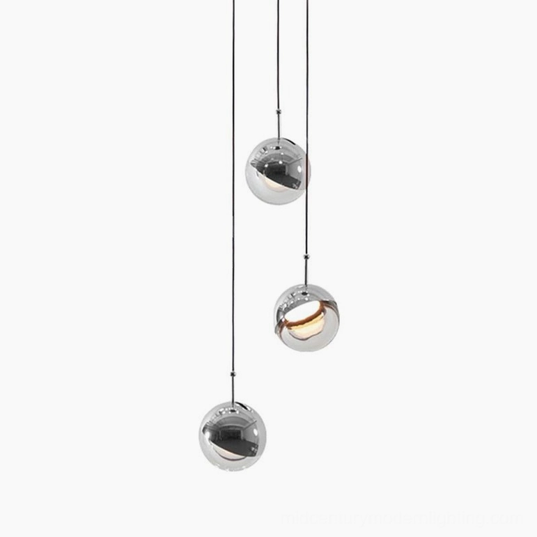 Black spherical pendant chandelier modern dining space elegant dark-finish lighting