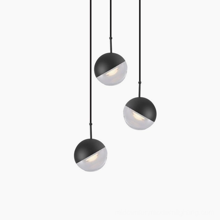 Black spherical glass pendant light fixture modern interior minimalist geometric design