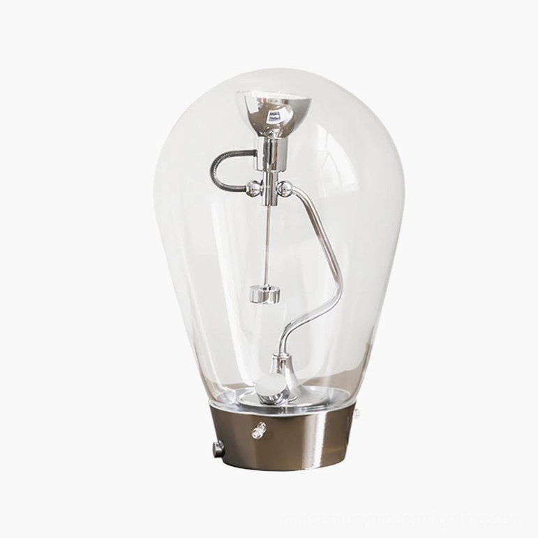 Blow standard clear glass table lamp 24cm diameter size shown on white background - large modern LED desk light