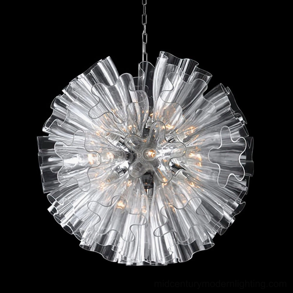 Blum 31-head Chandelier in Clear glass premium lighting fixture architectural photography