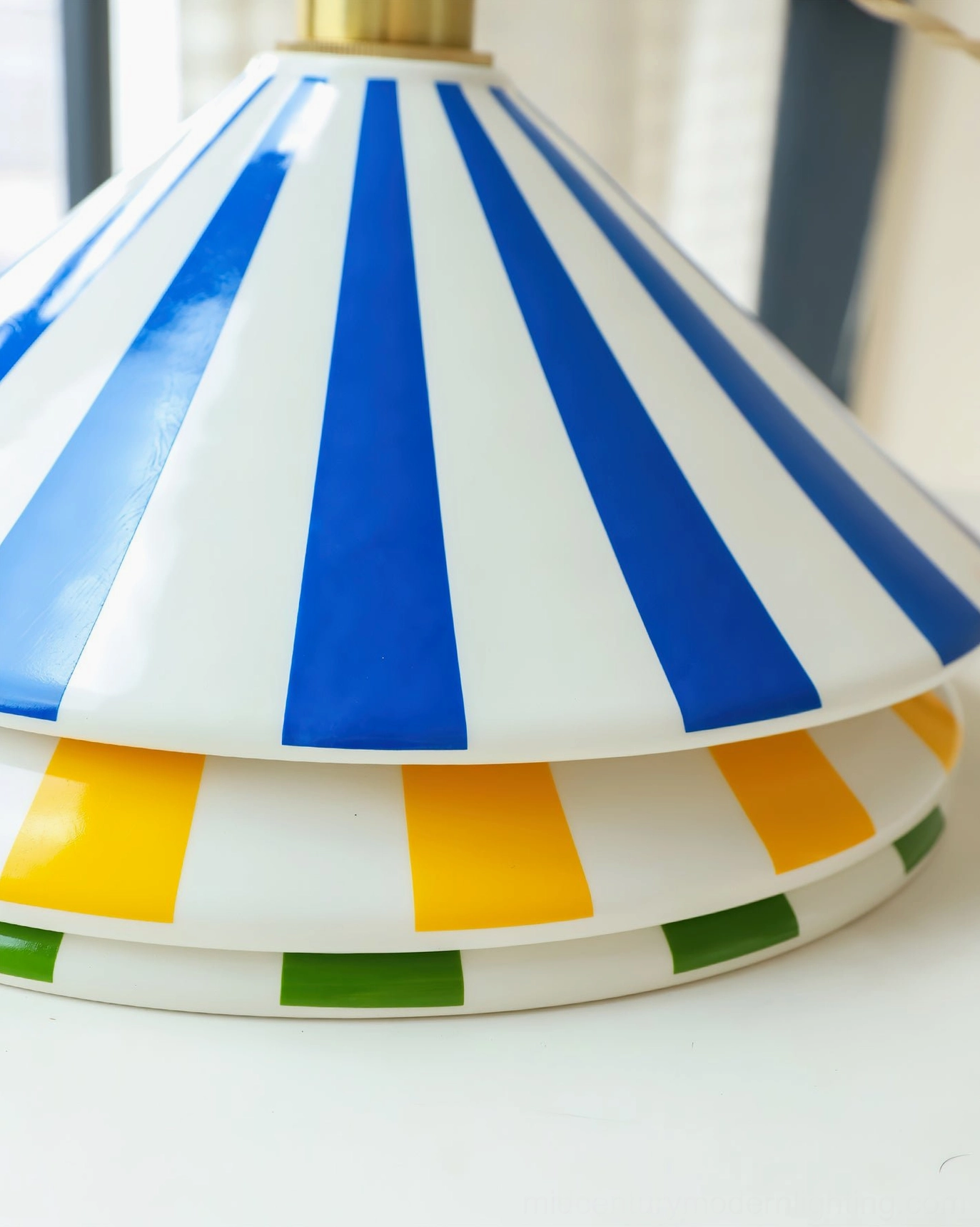 Bobine cone pendant light geometric glass shade design detail
