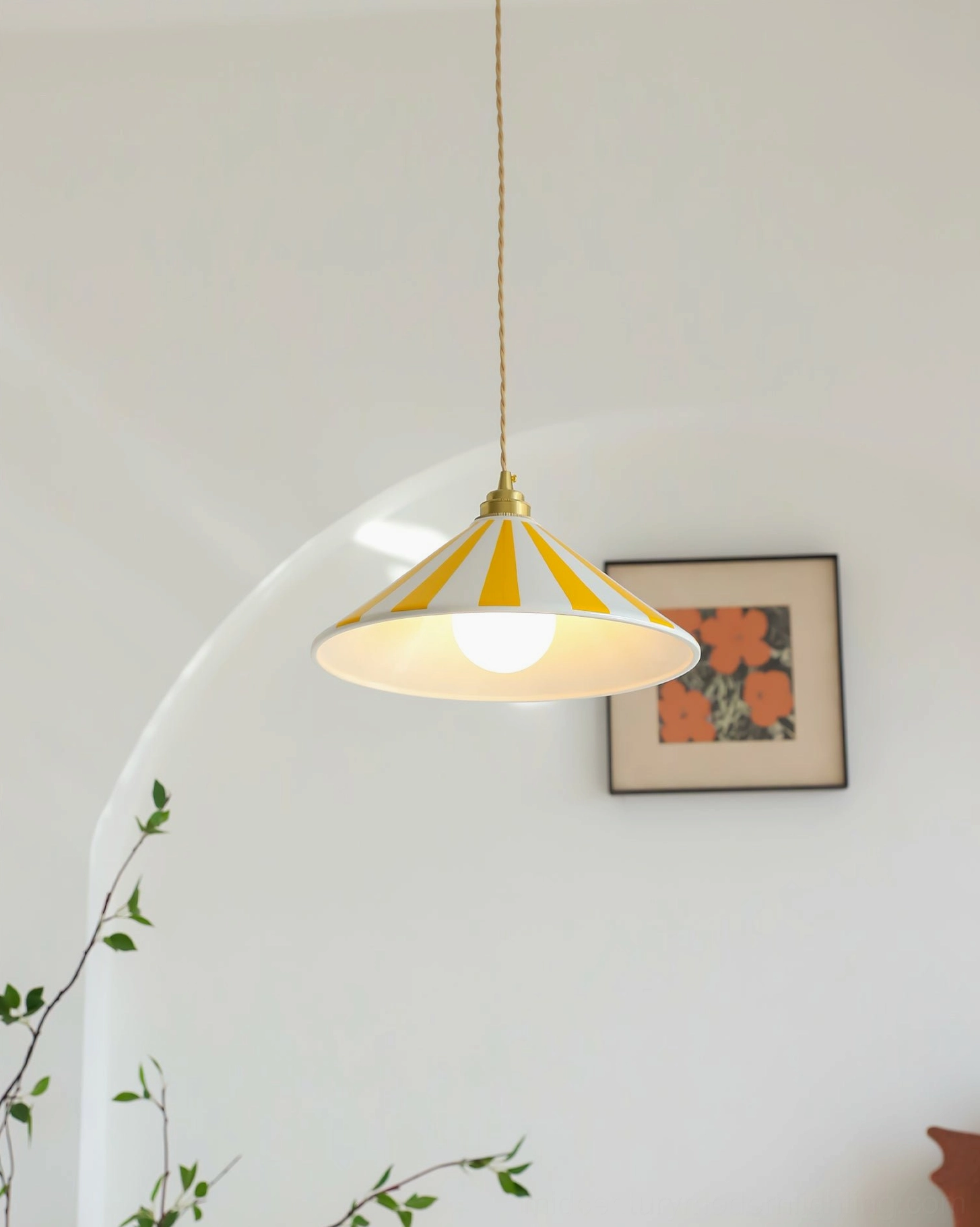 Bobine glass cone pendant light showcasing 1950s design inspiration