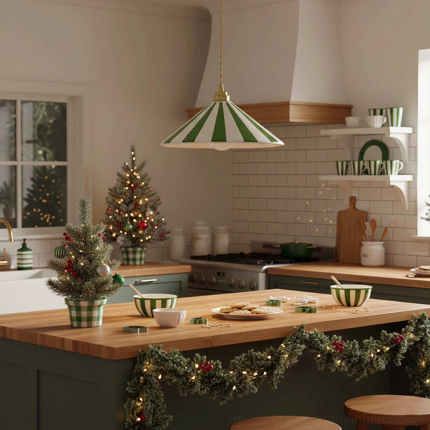 Bobine striped cone pendant light showing authentic mid-century modern design and craftsmanship