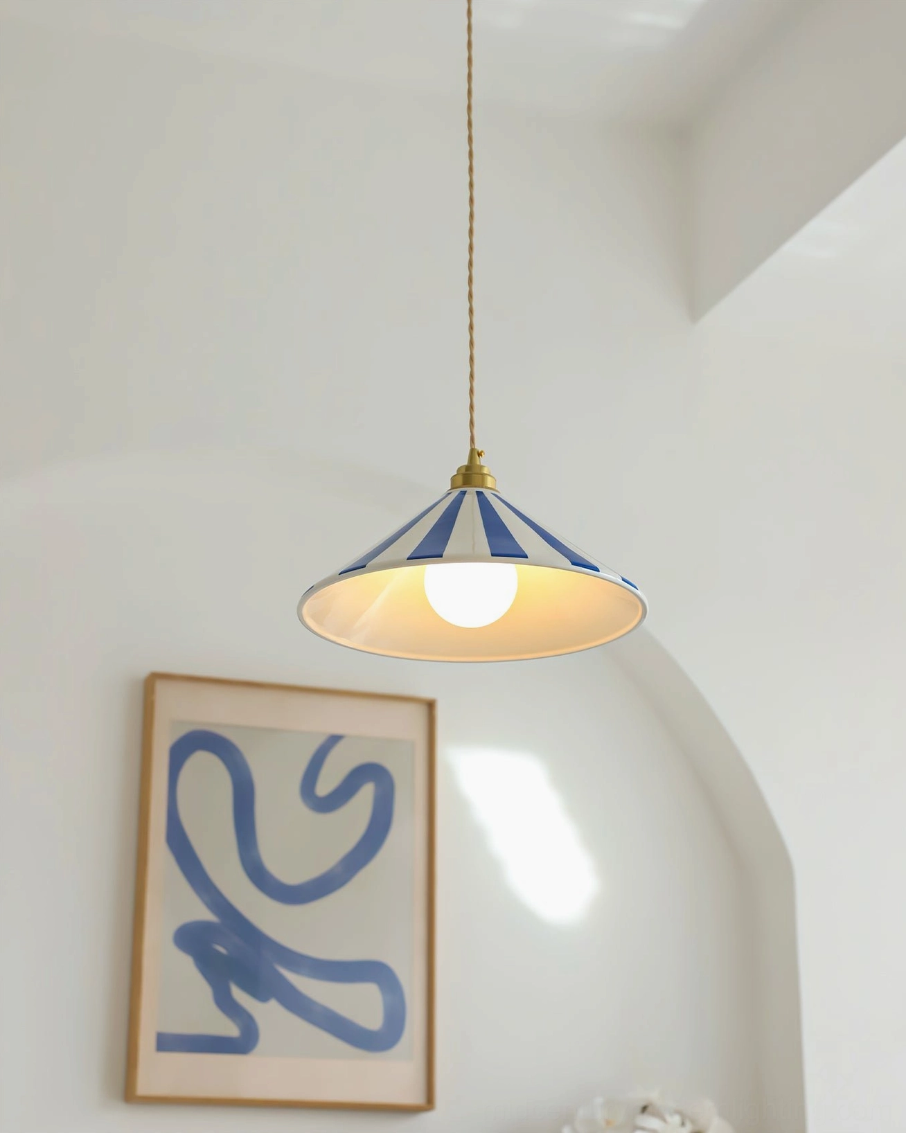 Bobine striped pendant light color options available in multiple hues