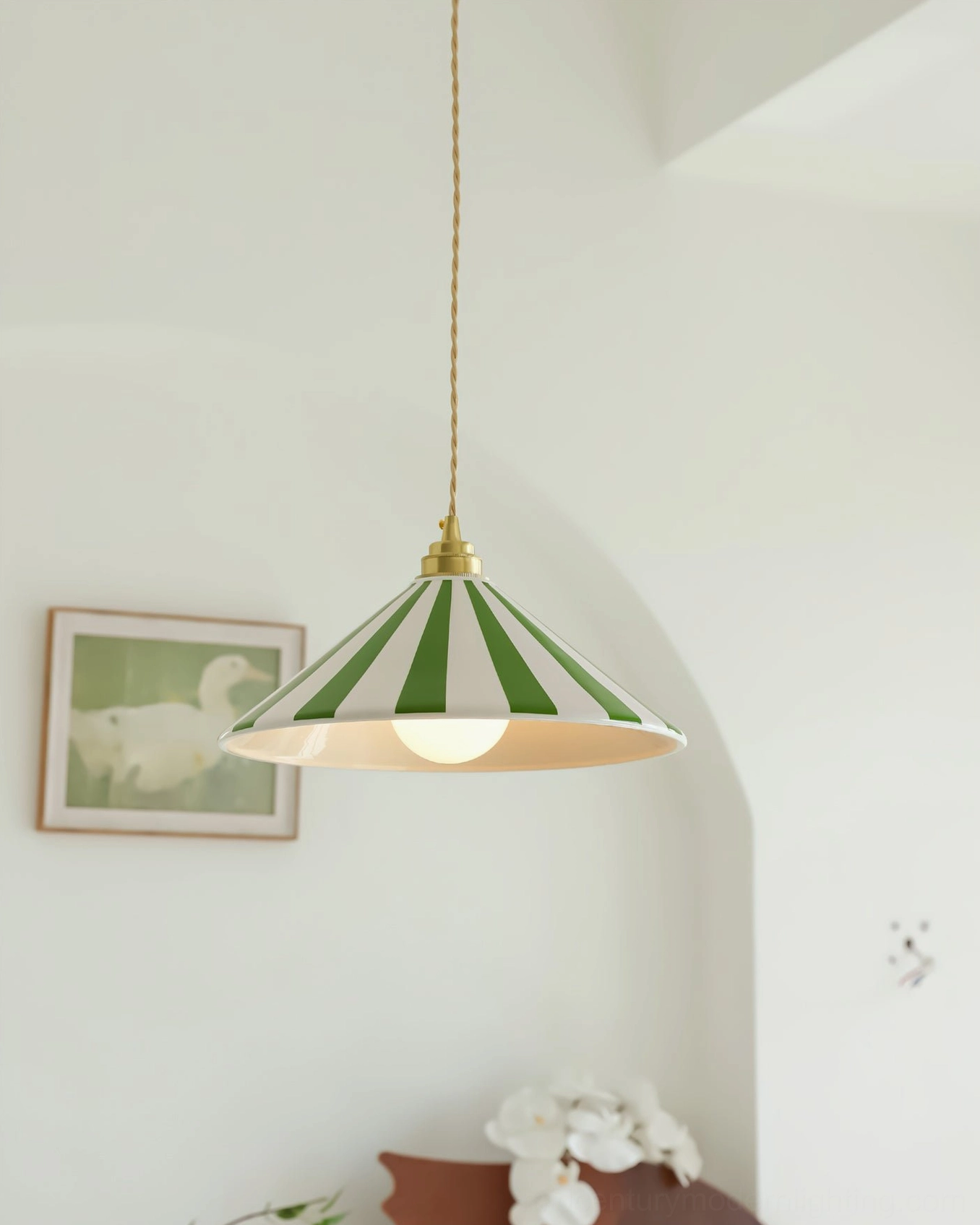 Bobine striped glass pendant light fixture modern living space installation