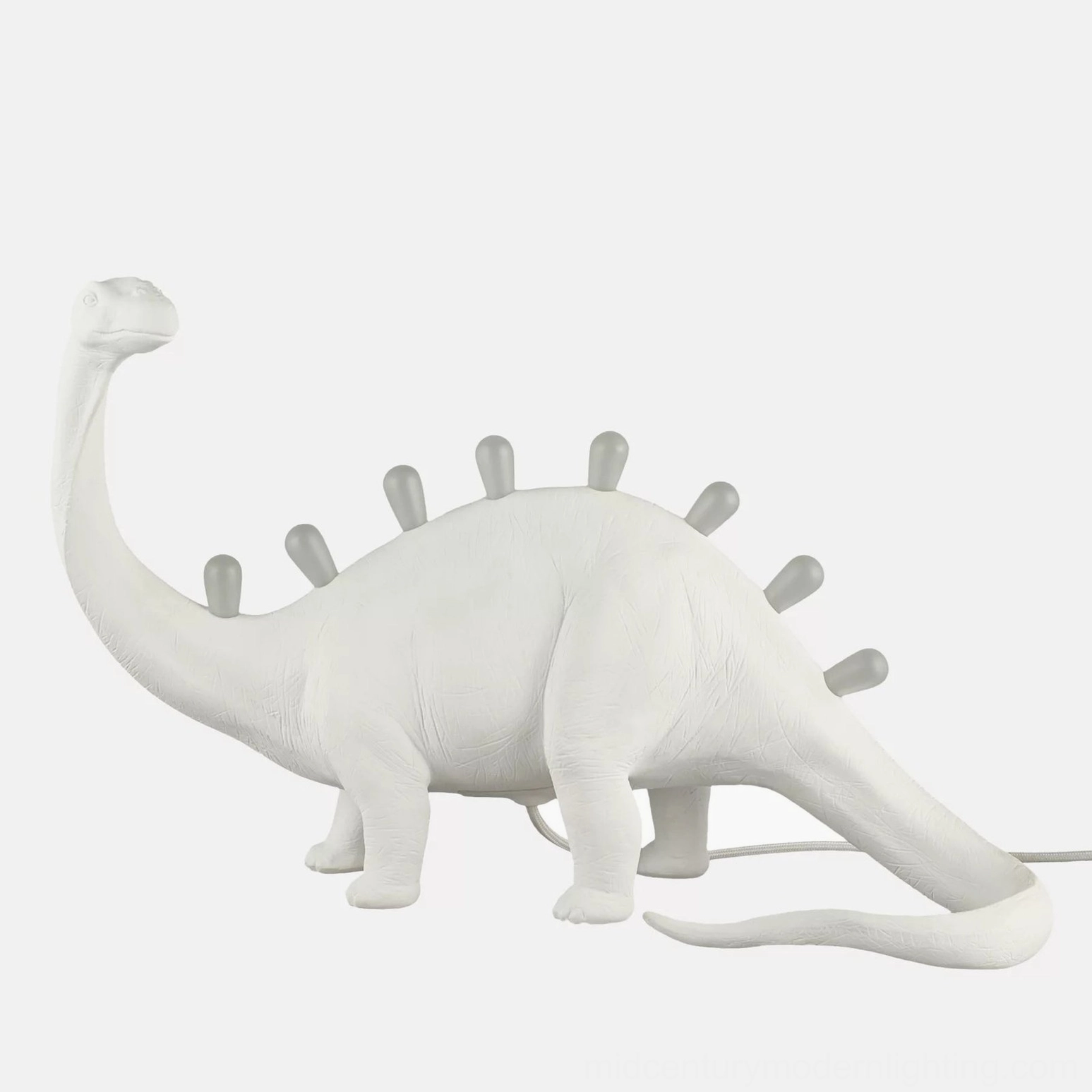 Brachiosaurus dinosaur table lamp with extended neck, full height measurement display