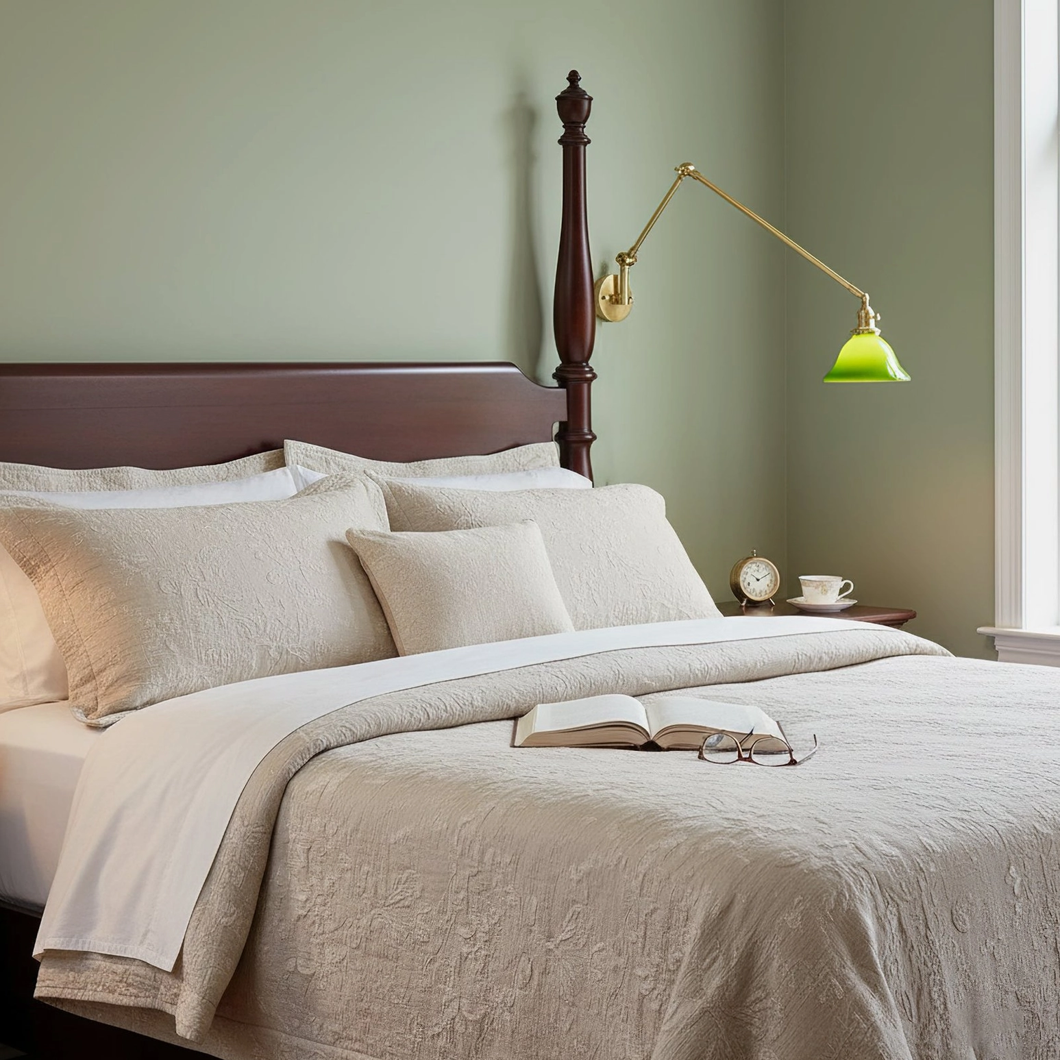 Brady brass swing arm wall lamp showing polished finish and mechanical articulation design
