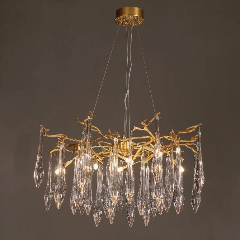 Branch brass chandelier 8 heads product photography showing complete design proportions and scale