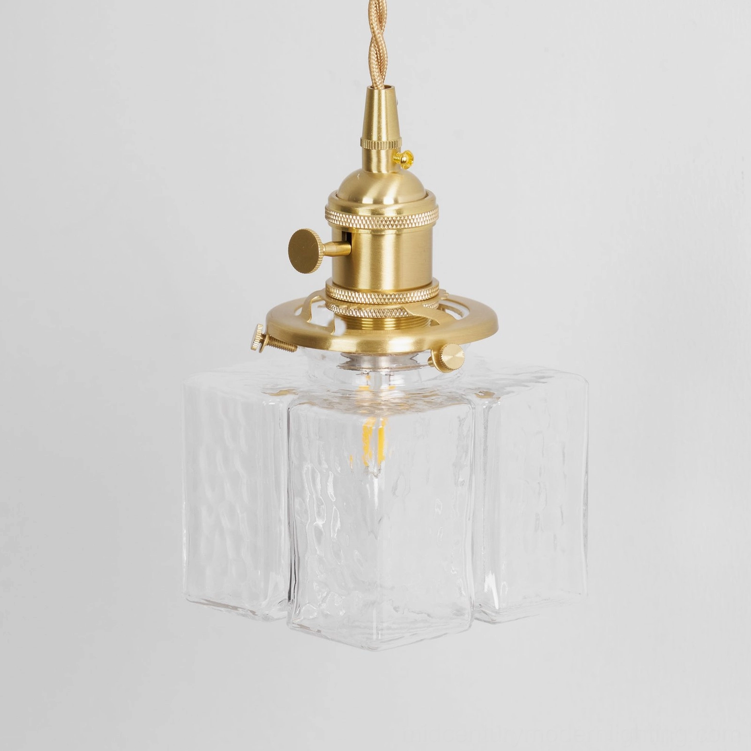 Brass and glass wall mounted light fixture E26 bulb compatible vintage modern hybrid