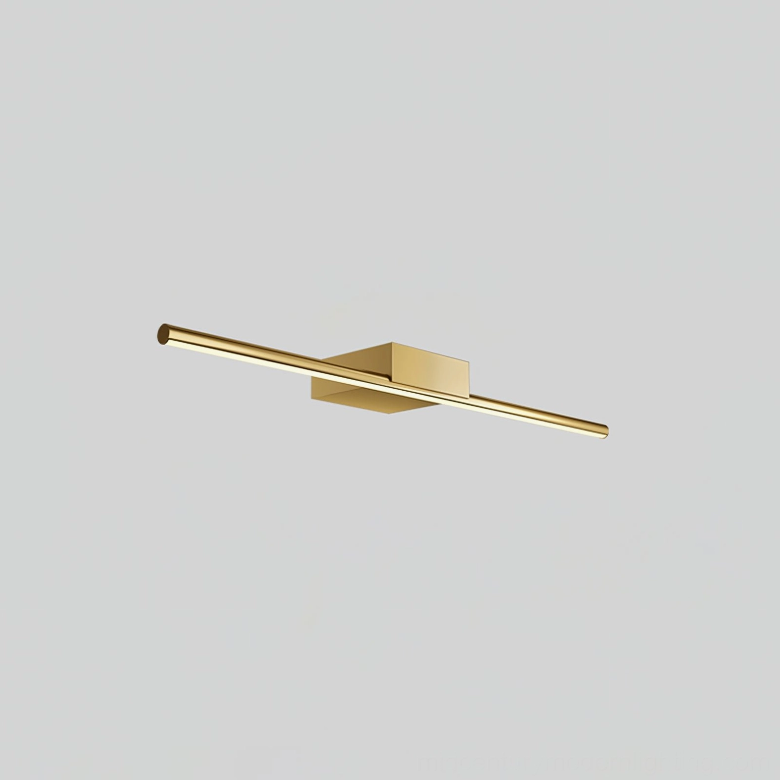 Brass linear wall lamp Model A showing horizontal mounting options for bathrooms