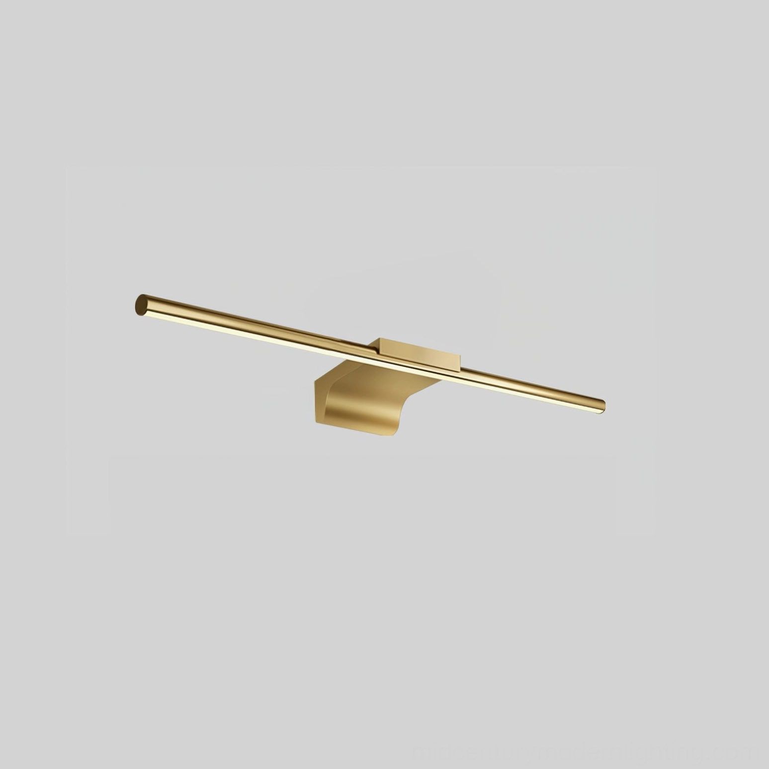 Brass linear wall lamp Model A horizontal size for bathroom vanity applications