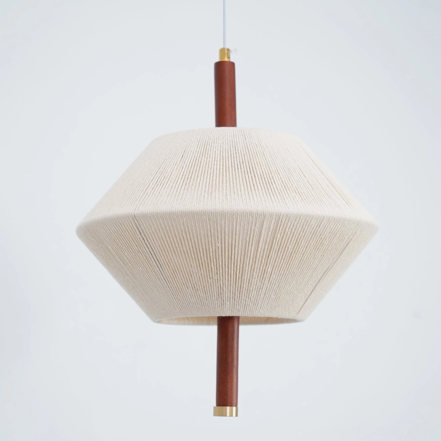 Brera hexagonal hemp pendant lamp detailed view of woven rope shade construction and metal hardware