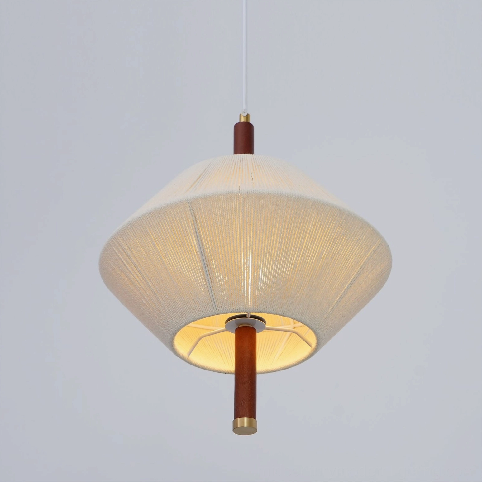 Brera hexagonal hemp pendant lamp displaying mid-century modern silhouette in contemporary home setting