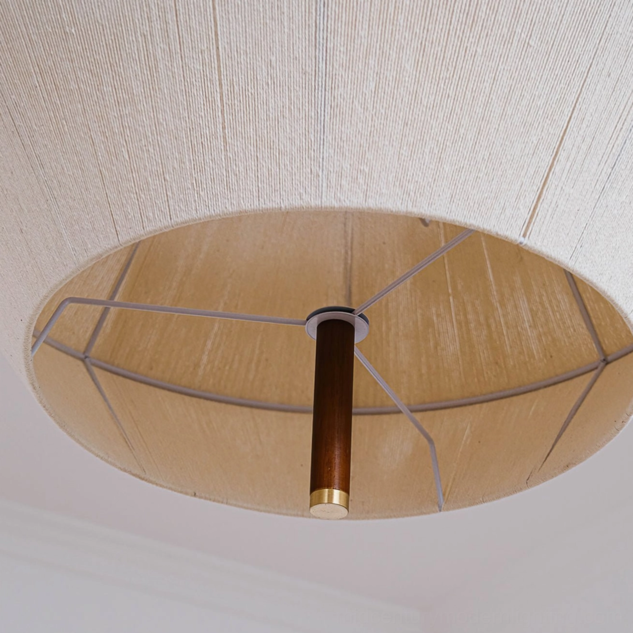 Brera pendant light natural beige hemp shade with wood drop rod modern minimalist design