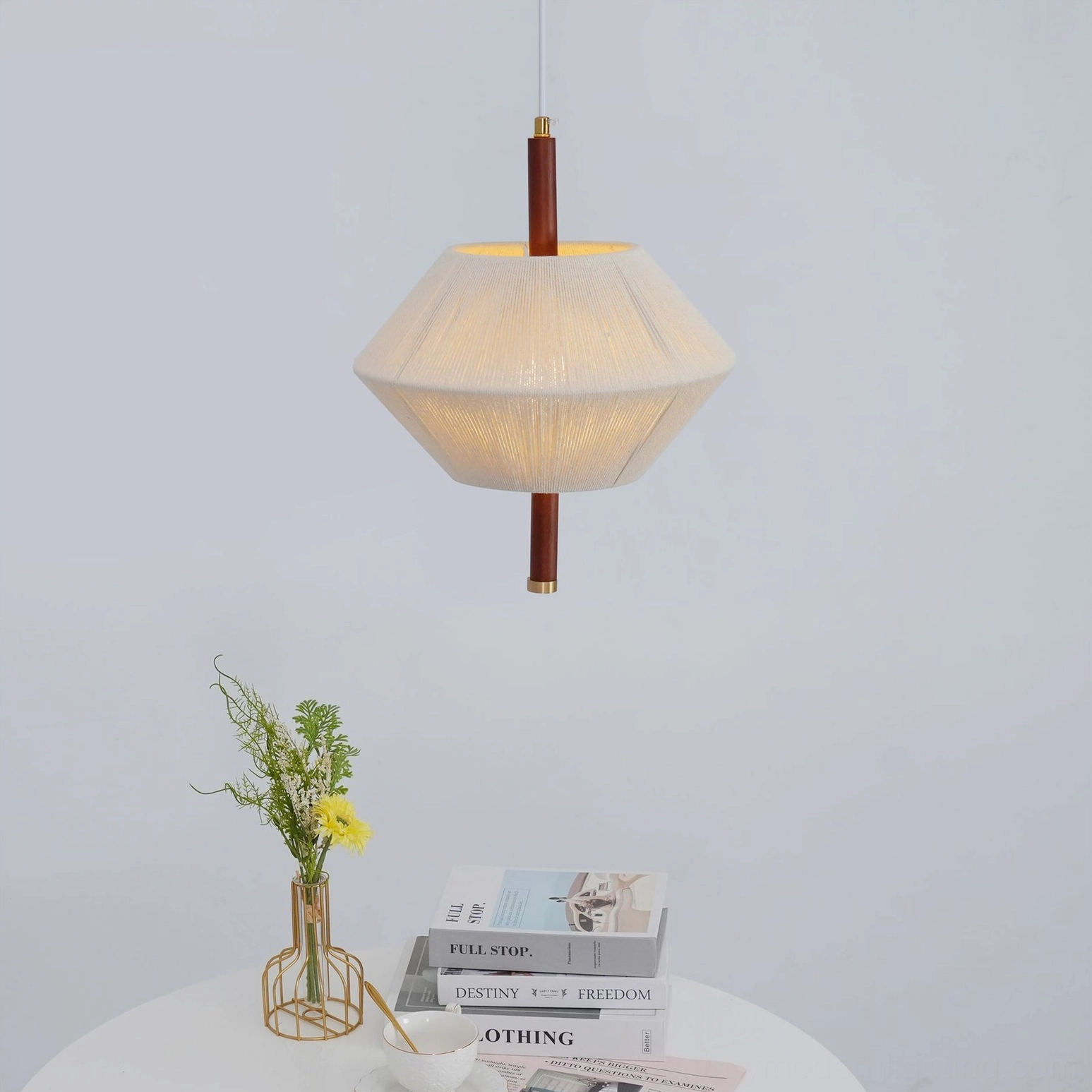Brera pendant lamp installation view showing ceiling mount and proper hanging proportions