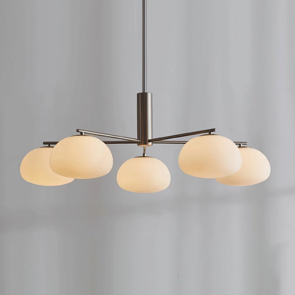 Briette Model A mid-century modern sputnik chandelier 40.6 inches wide with gold brass finish and white frosted glass shades