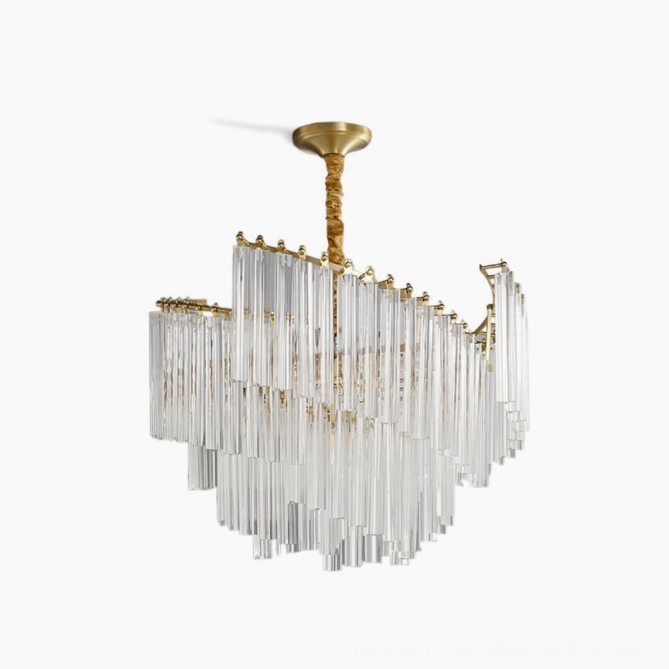 Brinicle brass and crystal tiered chandelier luxury lighting fixture for elegant interiors