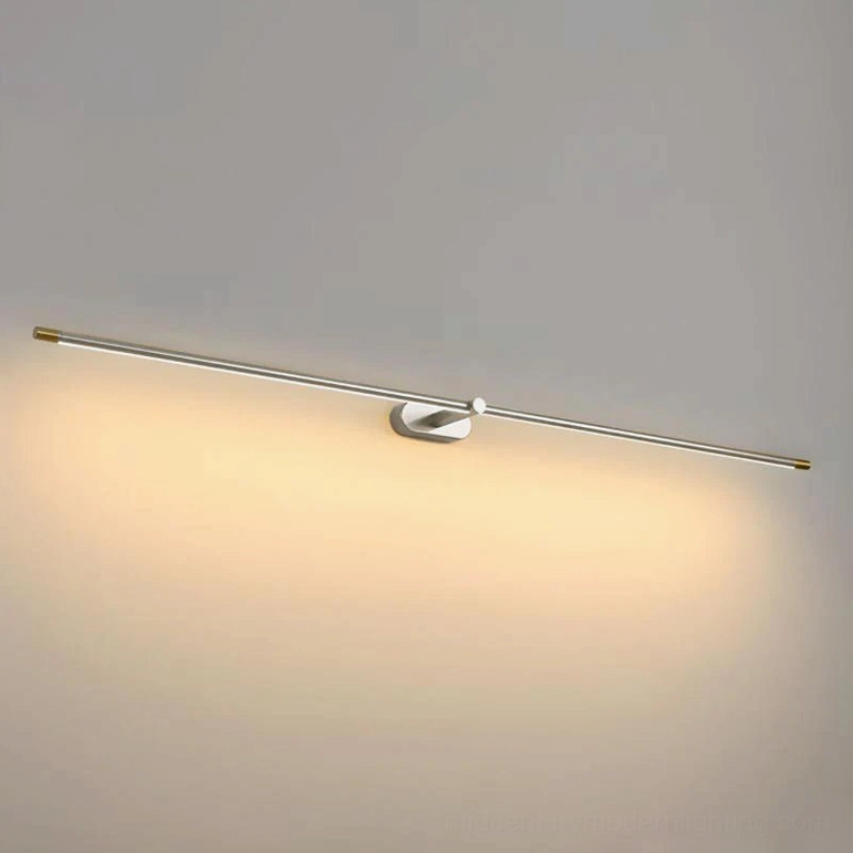 Brushed nickel and gold two-tone minimalist linear wall lamp product front view