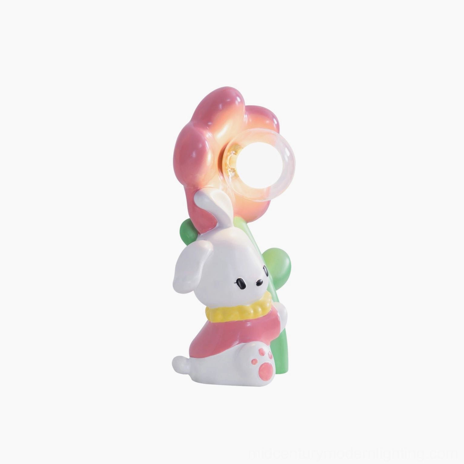 Bunny Flower Table Lamp alternative angle showing ceramic body construction and floral shade design